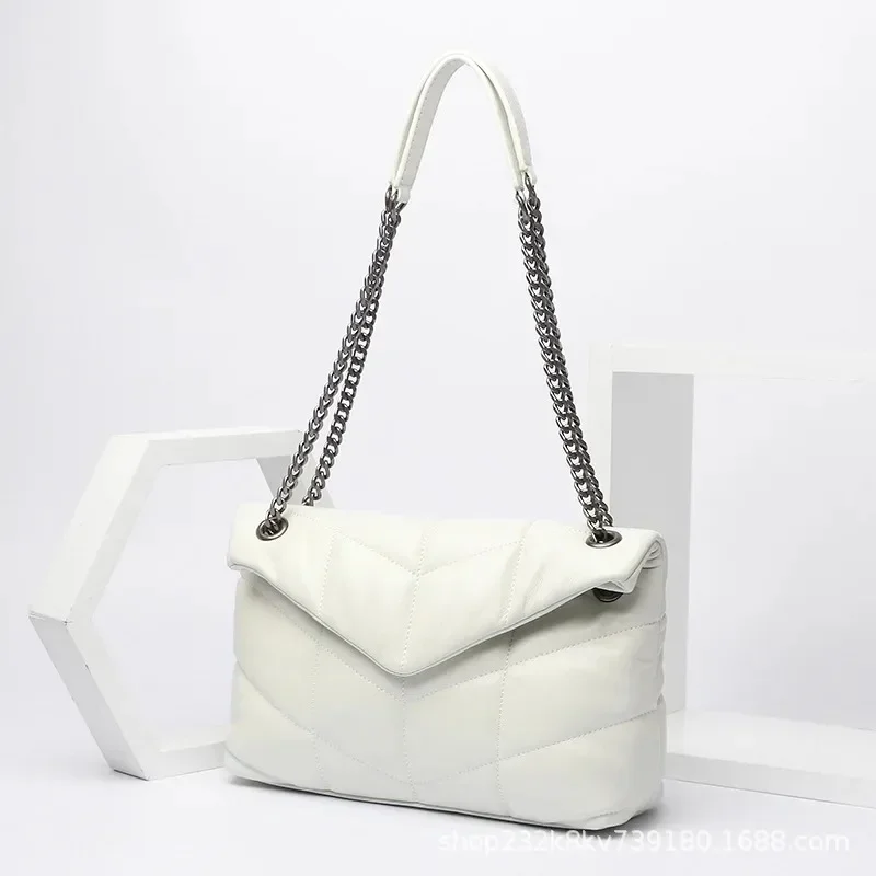 Bolso De moda para mujer, bolso De hombro tipo bandolera De lujo para mujer, bolso De lujo con cadena para mujer, bolso De cuero genuino De diseñador 29025