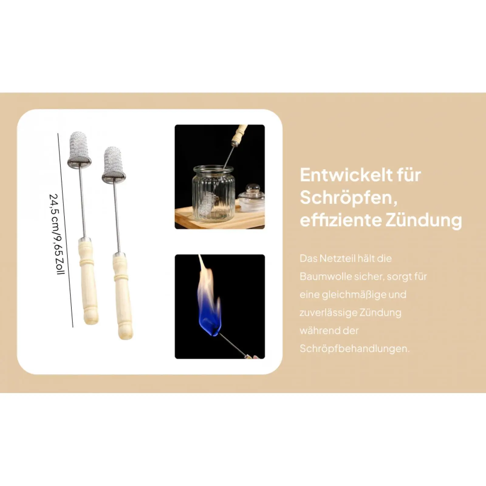 2Pcs Cupping Torch Cupping Stick Supplies Mesh Vacuum Cupping Rod Professional Reusable Cupping Set Igniters Vacuum Cupping