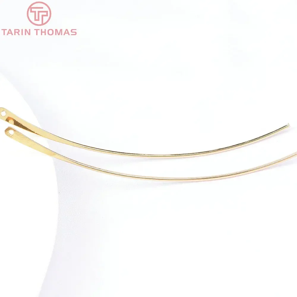 (6416) 20PCS 73.5MM 24K Gold Color Brass Curved Long Stick Earring Pendants Connector High Quality Jewelry Findings Accessories