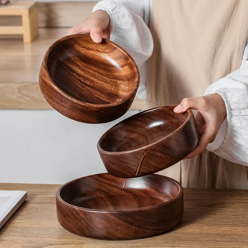 

Solid wood Walnut Boat Bowl Creative wooden salad bowl Fruit bowl Vintage storage home kitchen utensils