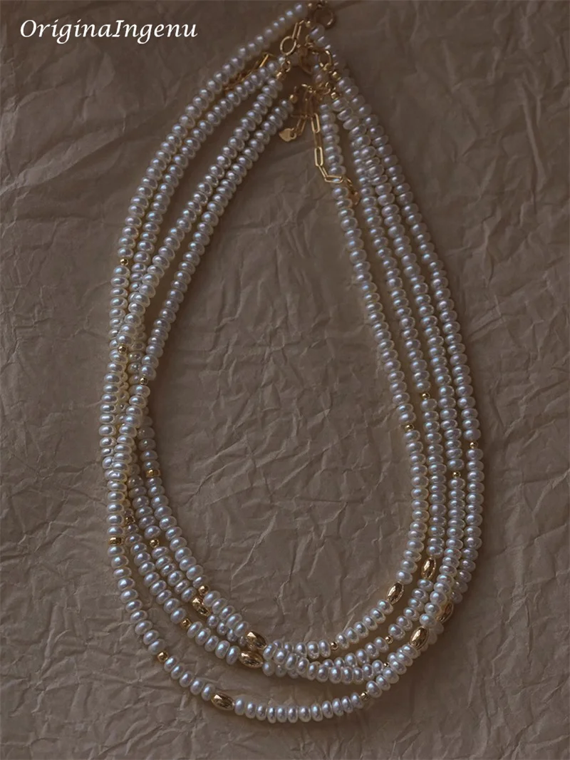 14K Gold Filled Natural Organic Pearls Necklace Handmade Gold Beads Jewelry High Quality Pendants Tarnish Resistant Jewelry