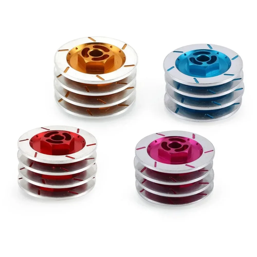 4PCS Aluminum Alloy Wheel Rim Brake Disc Drive Box Metal Hex Hub Adapter 12mm for 1/10 Sakura D4 On-Road Racing RC Car HSP Parts