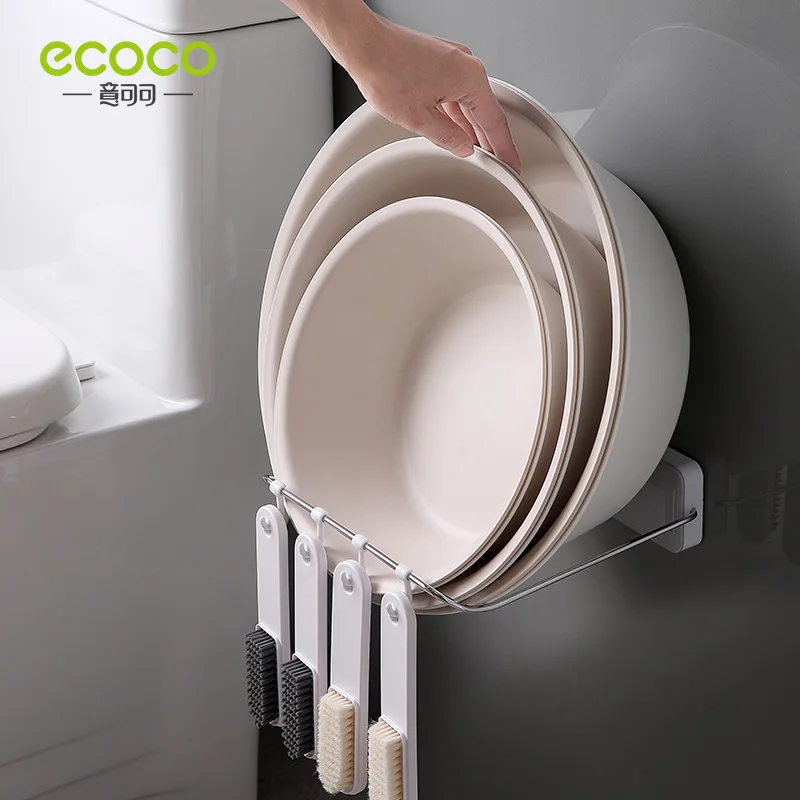 

ECOCO Foldable Washbasin Storage Rack Without Punching Wall-mounted with Hook Waterproof for Bathroom Storage Washbasin Shelf