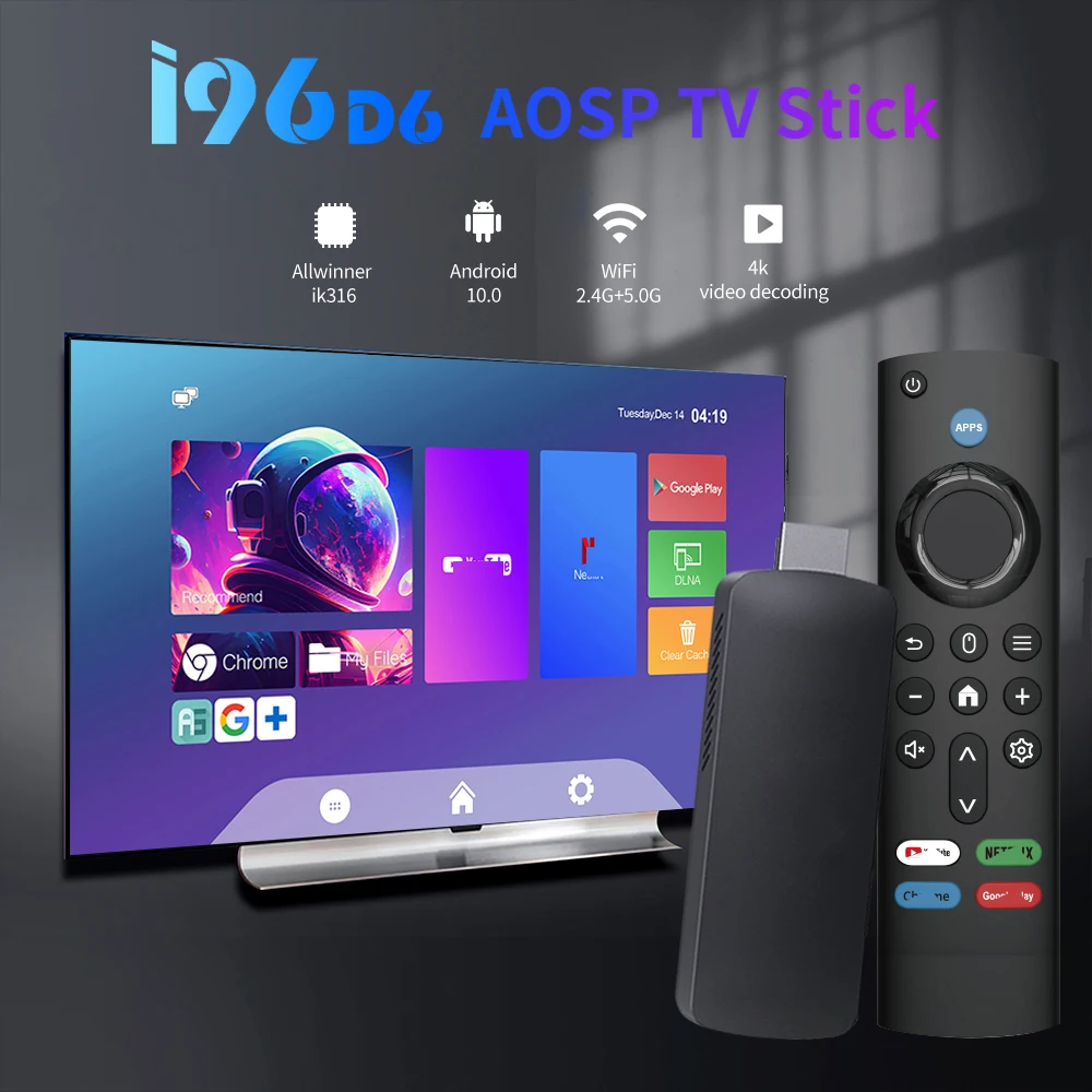 Velec Smart TV Stick 4K Android 10 Streaming Dual-Band 2.4G/5G WiFi For Netflix YouTube Google Assistant Portable Media Player