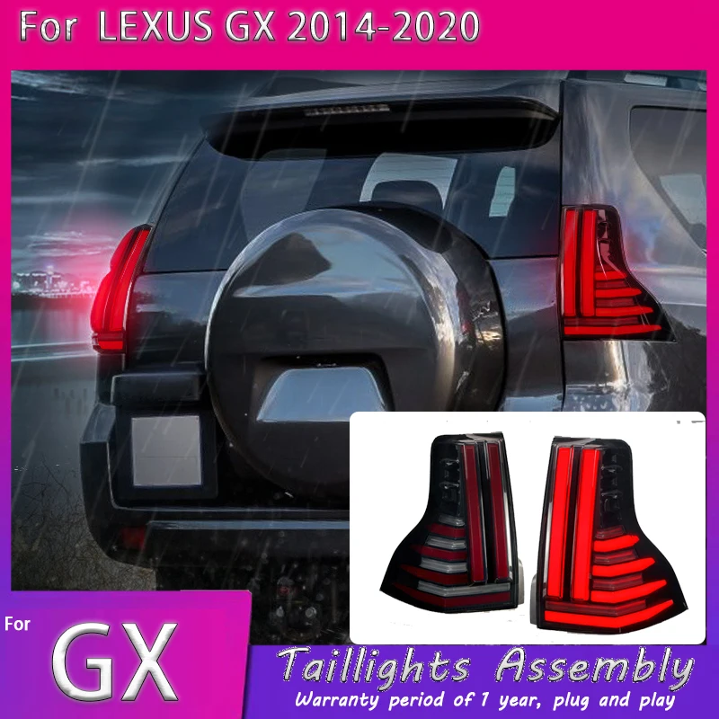 LED Tail Lights For Lexus GX 460 2014 2015 2016 2017 2018 2019-2020 Rear Lamps with Sequential Turn Signal Switch,Smoked Lens