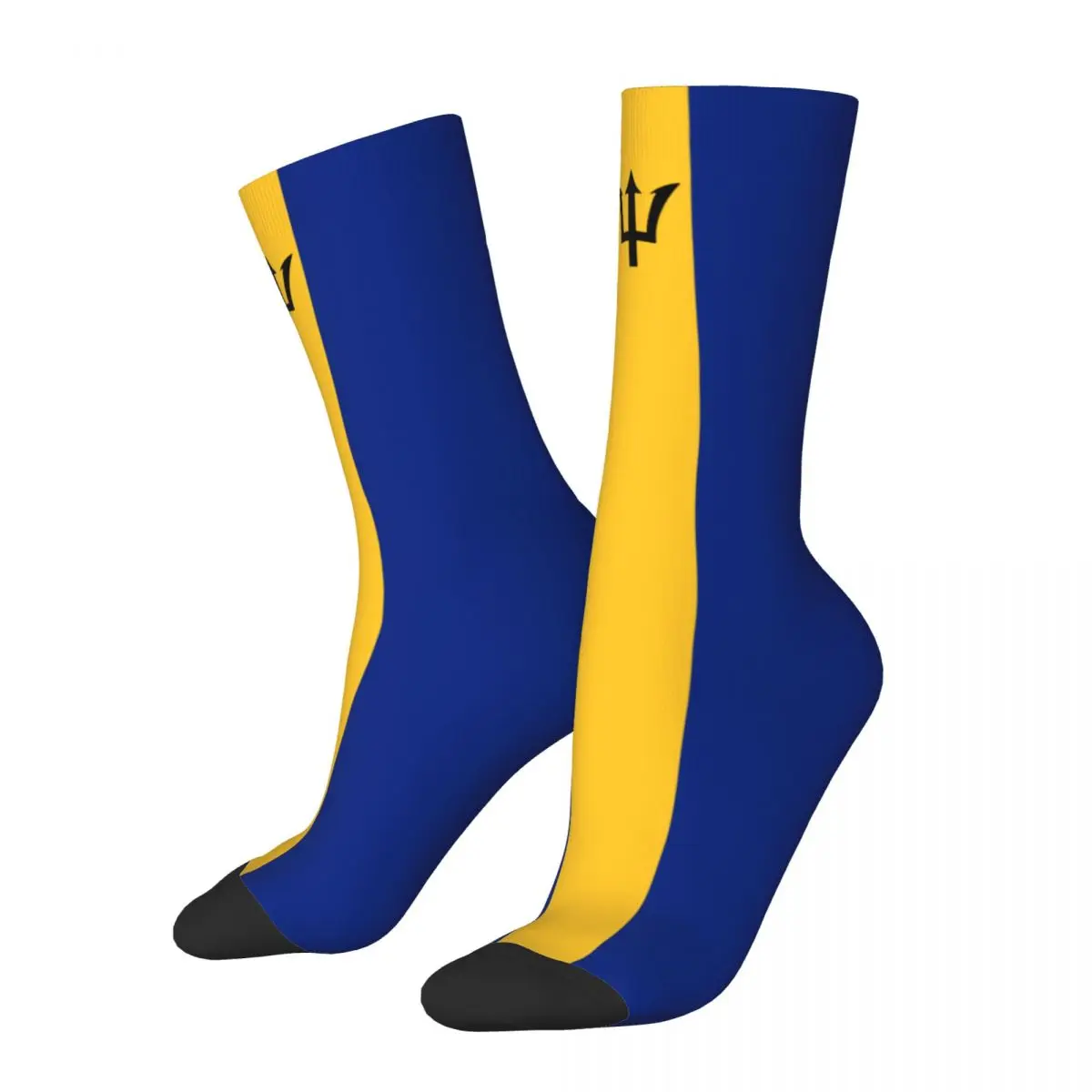 

Autumn Winter Casual Women Men Barbados Flag Socks Non-slip Crew Socks