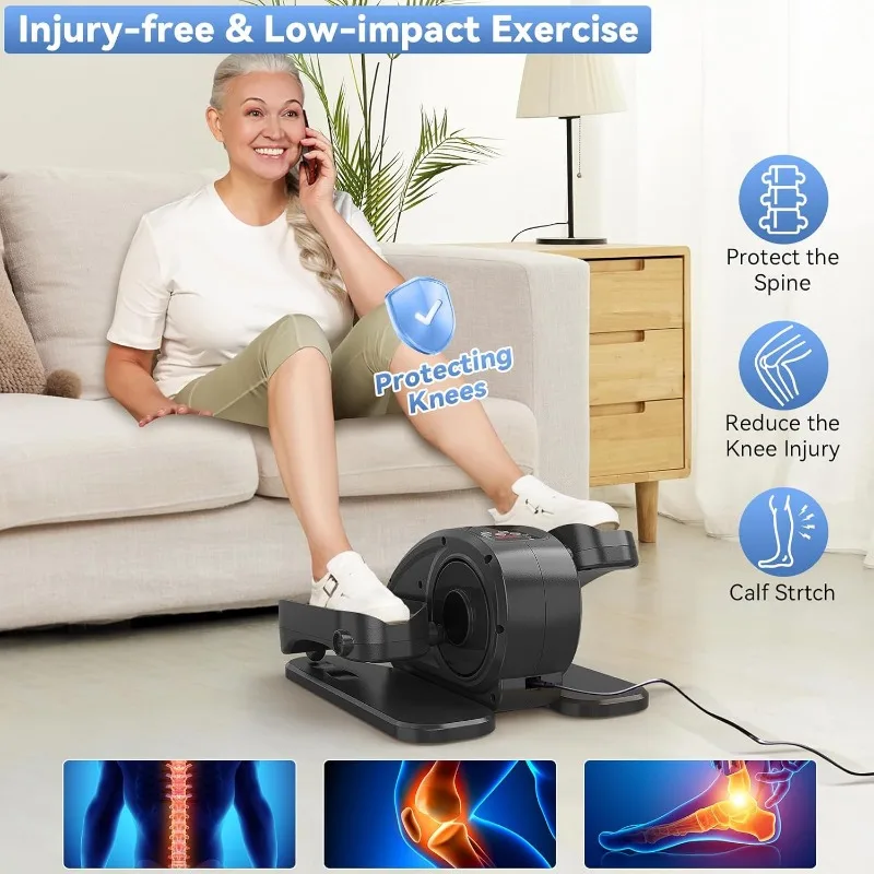 Mini elliptical leg relectric seated pedal fully assembled quiet compact suitable for elderly home use with remote control