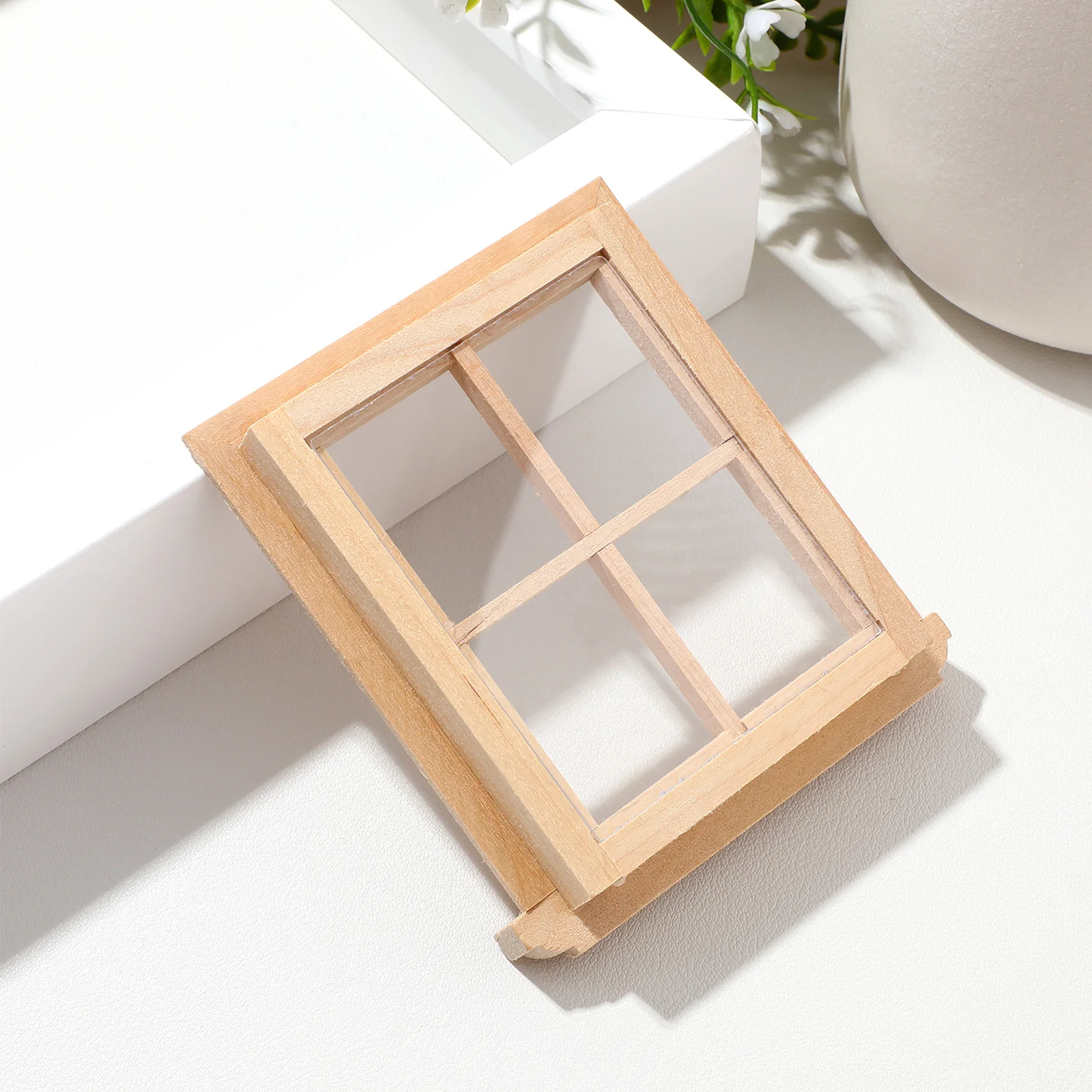 

Plain Four-pane Window Miniature Furniture Frames House Ornament Toy Room Four-grid Windows Wooden Model Tiny