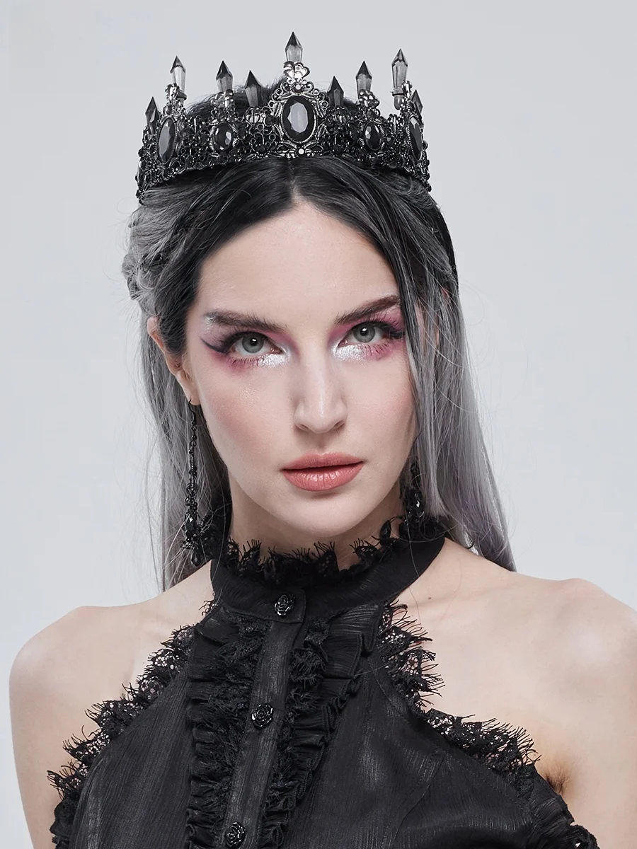 

Gothic Crystal Column Semi-Circular Crown Devil Fashion Wedding Dress Accessories Bridal Headwear Summer Collection