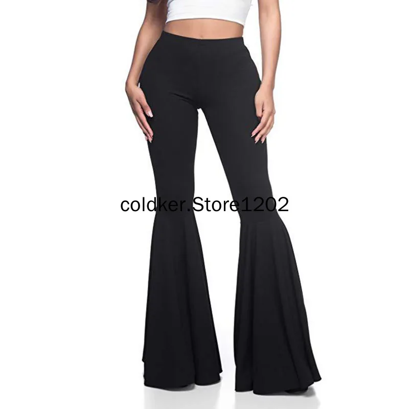 2023 Women\'s Fashion Bell-Bottoms Solid Color Trousers Mermaid High Waist Casual Fashion Pleated Flare Pants Daily Trendy S-XXXL