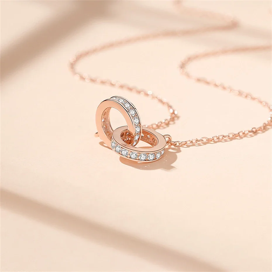 

Circular Necklace Zircon Necklace Women Ring Neck Ornament S925 Silver Pendant Dazzling Zircon Clavicle Chain Niche Female chain
