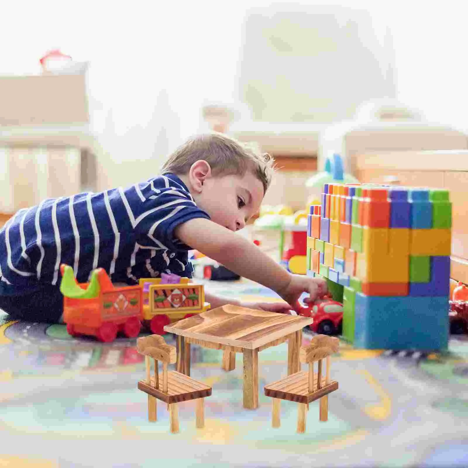 Set retrò Mini casa Piccoli mobili Tavolo Sedia Arredamento Decor Set Decor Ornamenti cinesi Tavolo Sedia Giocattolo Regalo