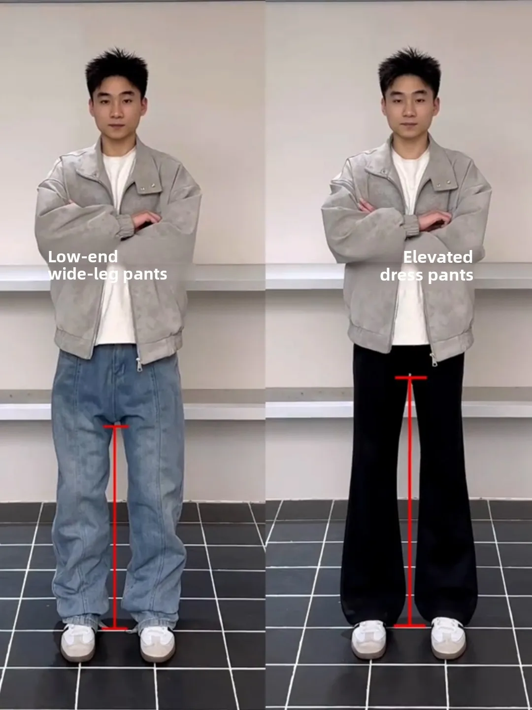 

Bla Fce Lined Men's Casual Straight Leg Trousers Enhance Waist Autumn Winter Slimming Drapey Knife Cleanfit Pants