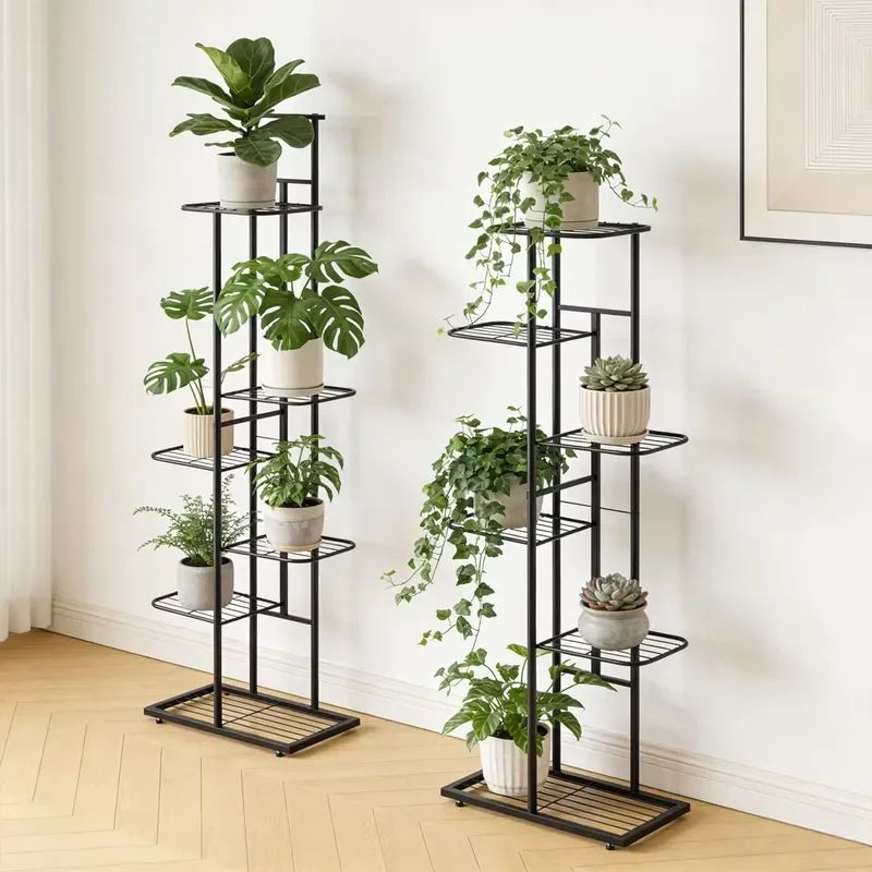 7 Tier Elevated Metal Plant Stand Flower Pot Display Rack Indoor Outdoor Garden Storage Shelf for Home Decoration