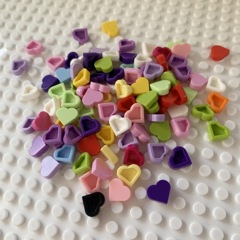 100 pçs moc 39739 telha redonda 1x1 coração blocos de construção conjuntos amor pêssego compatível com educacional criativo crianças brinquedos