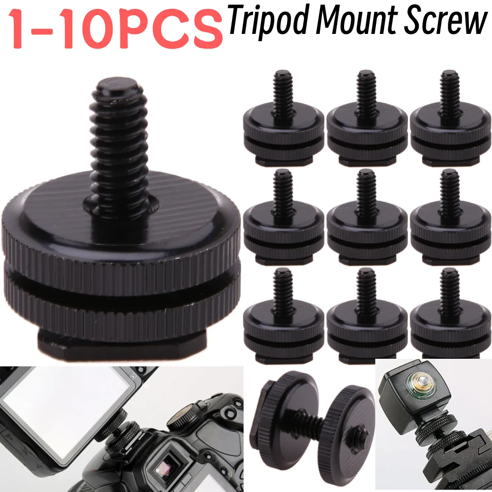 1/4 Inch Tripod Screw To Flash Hot Shoe Adapter Screw Adapter Tripod Bracket Hot Shoe Mount for Camera Studio Accessory