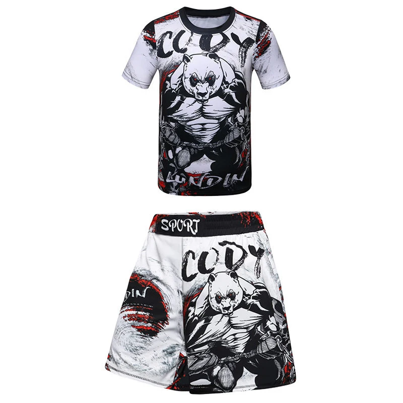 

Kid's Gym MMA Boxing Jerseys Baby Boys Sport T Shirts Shorts Set Suit Rashguard Kickboxing Trousers Children BJJ Sportsuit 172