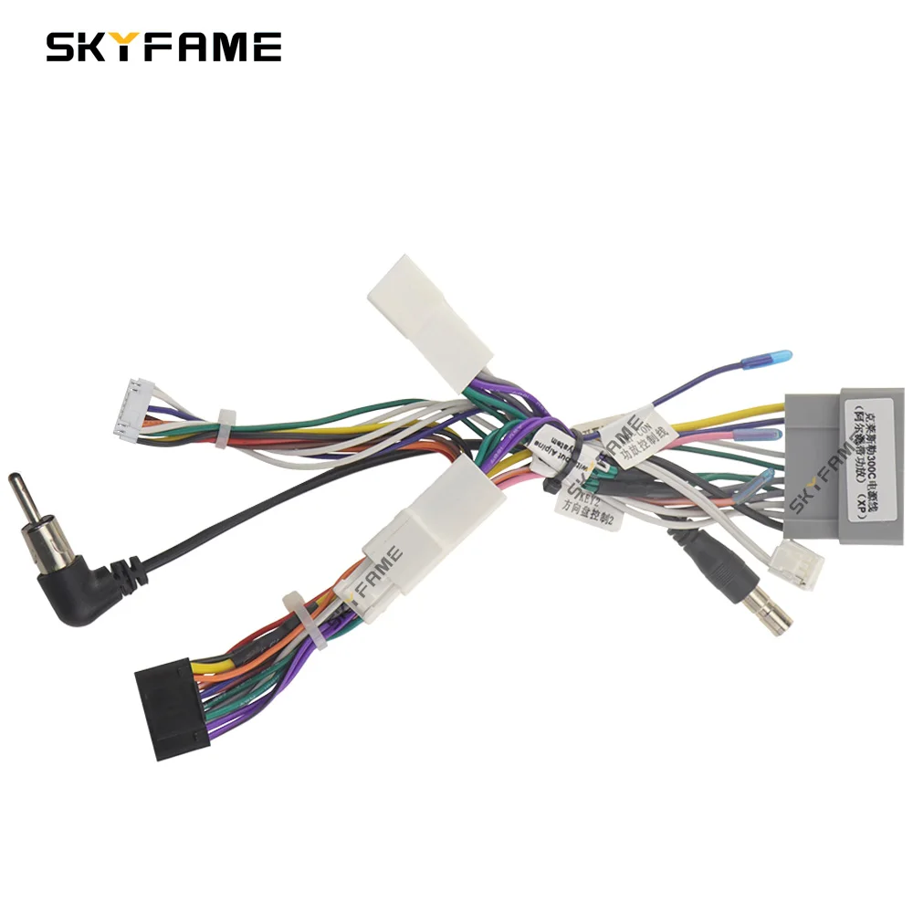 SKYFAME Car 16pin Wiring Harness Adapter Canbus Box Alpine Amplifier Decoder Android Radio Power Cable For Jeep Chrysler 300C