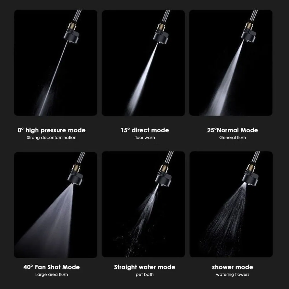 6in1 High Pressure Washer Nozzle 1/4Inch Multifunctional Change-Over Nozzle Efficient Quick Connect Spray Head Car Washing