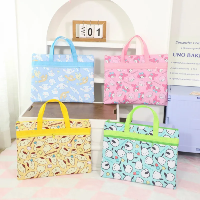 

New Cartoon Kuromi Computer Bag Cute Anime Hello Kitty Hangyodon Document Bag Laptop Bag Double-layer Zippered Storage Bag Gift