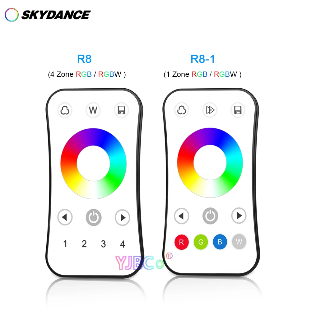 Skydance RGB RGBW Pengendali Strip LED Ultratipis Roda Sentuh Sakelar Jarak Jauh R8-1 1 Zona atau R8 4 Zona Nirkabel 2.4G RF Dimmer
