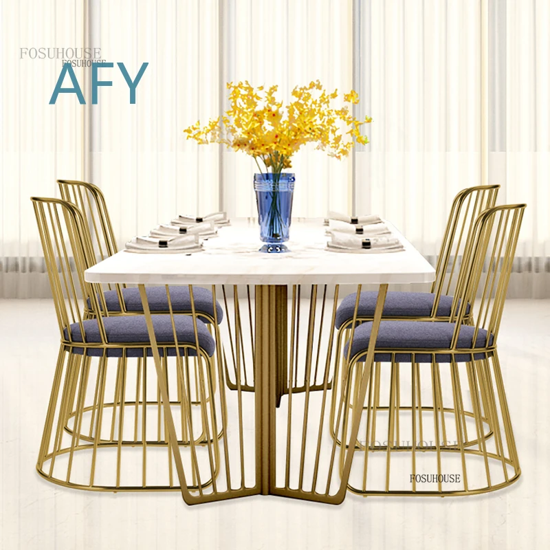 Wrought Iron Nordic Dining Chairs for Modern Home for Minimalist Dining Room for Soft Cushion Backrest for Light Luxury