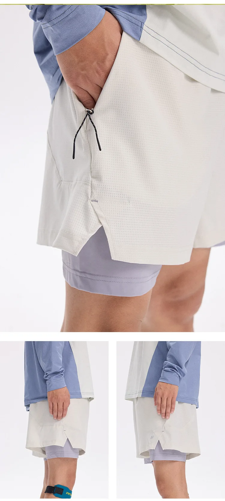 Unisex 2-in-1 Laufshorts Schnelltrocknend Fitness-Shorts Doppelschichtige Kompressions-Laufhose Sportliche Fitness-Jogging-Shorts – Detail 13