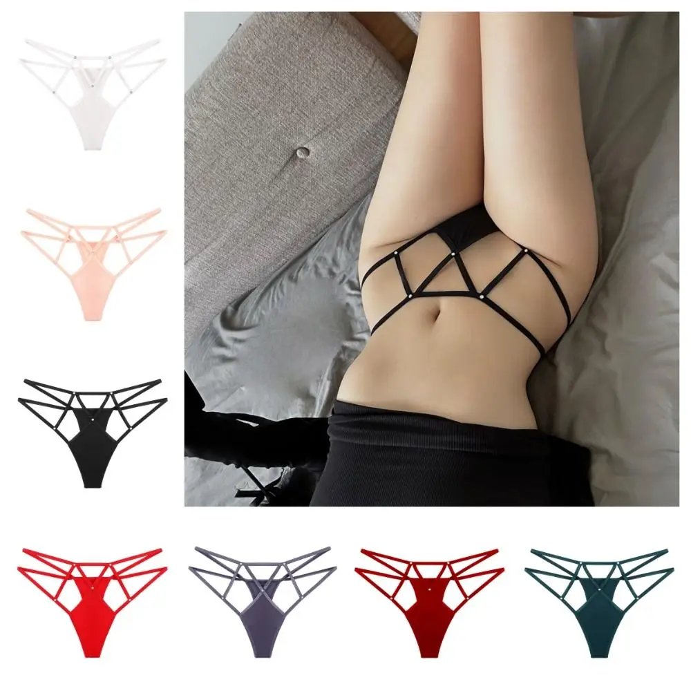 

Underpants Sexy Hollow Out Thongs Passion Crystal Sexy G Strings Cotton Crotch Nylon Ice Silk Panties Women