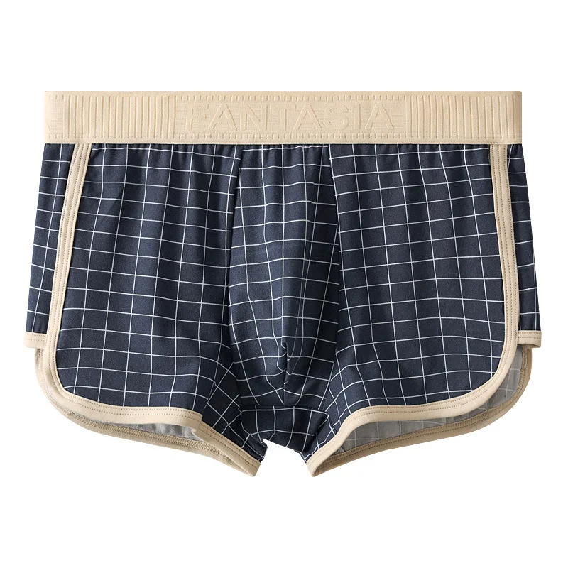 

L-4XL Large Size Men's Plaid Aro Pants Youth Fashion Boxer Shorts Breathable Sleep Underpant Casual Panties Home Sleepwear Pjs