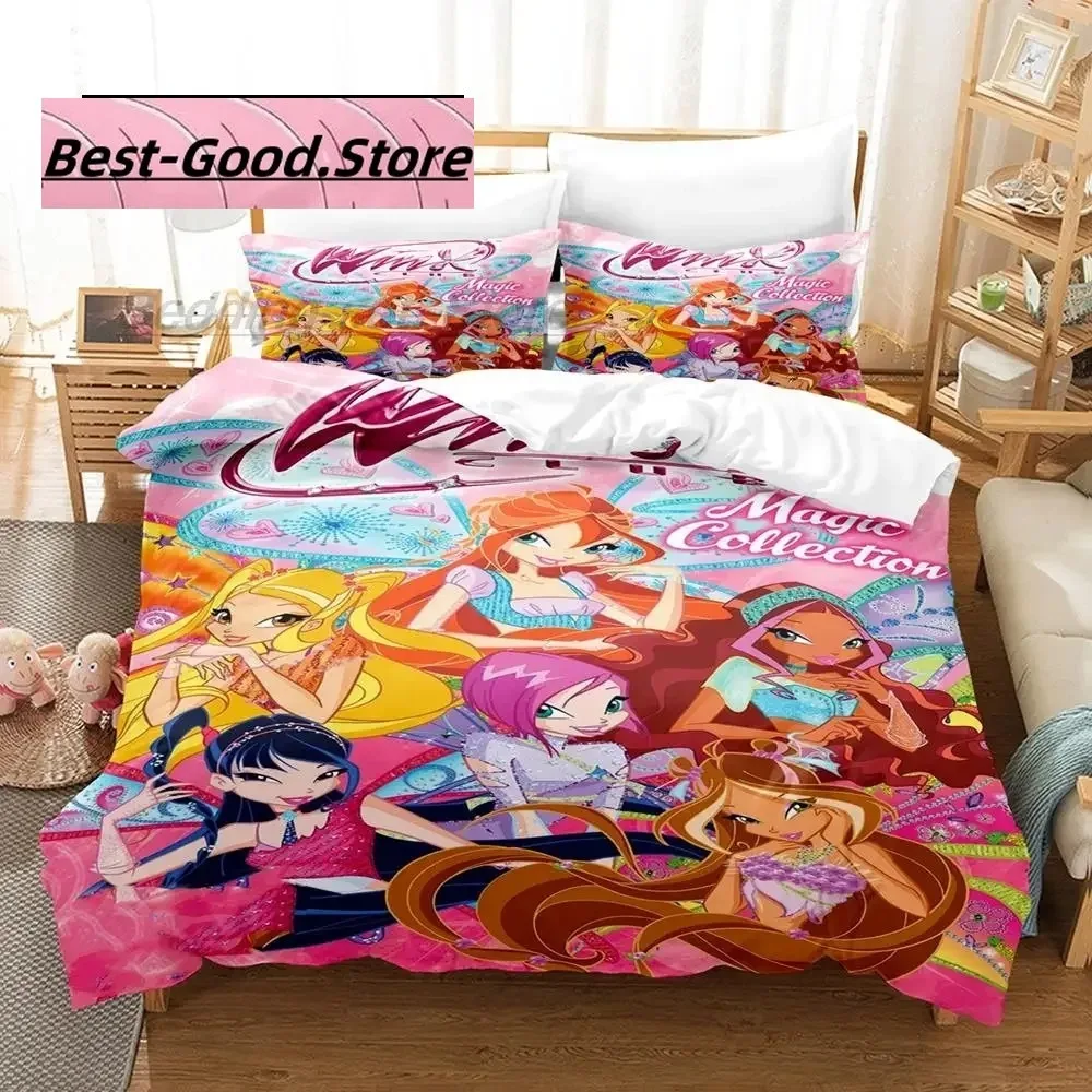 3D Print Fashion Winx Saga Club Bedding Set Boys Girls Twin Queen Full Size Duvet Cover Pillowcase Bed Adult Bedroom