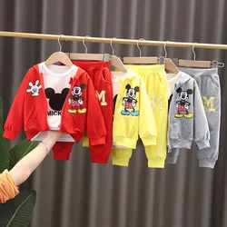 Spring Autumn Baby Boy Clothes Set Mickey Kids Girl Cute Outift Cotton Hoodies Coat+T Shirt+Pants 3PCS Suit Children Tracksuits