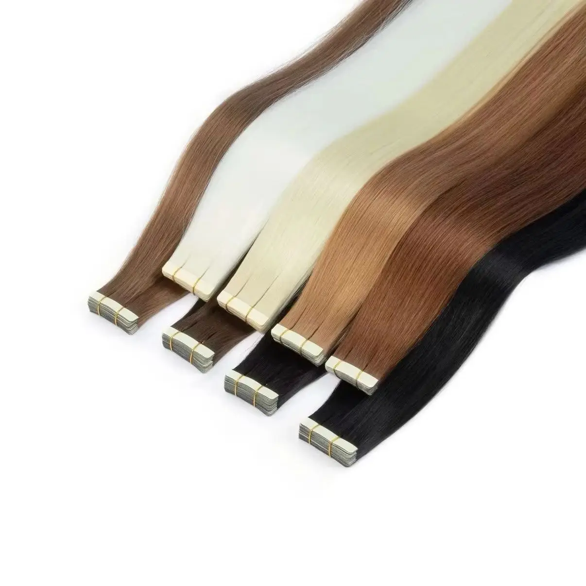 Tape In Hair Extensions Synthetic Hair 20pcs Straight Seamless Skin Weft Tape Hair Extensions Natural Black Hair For Women