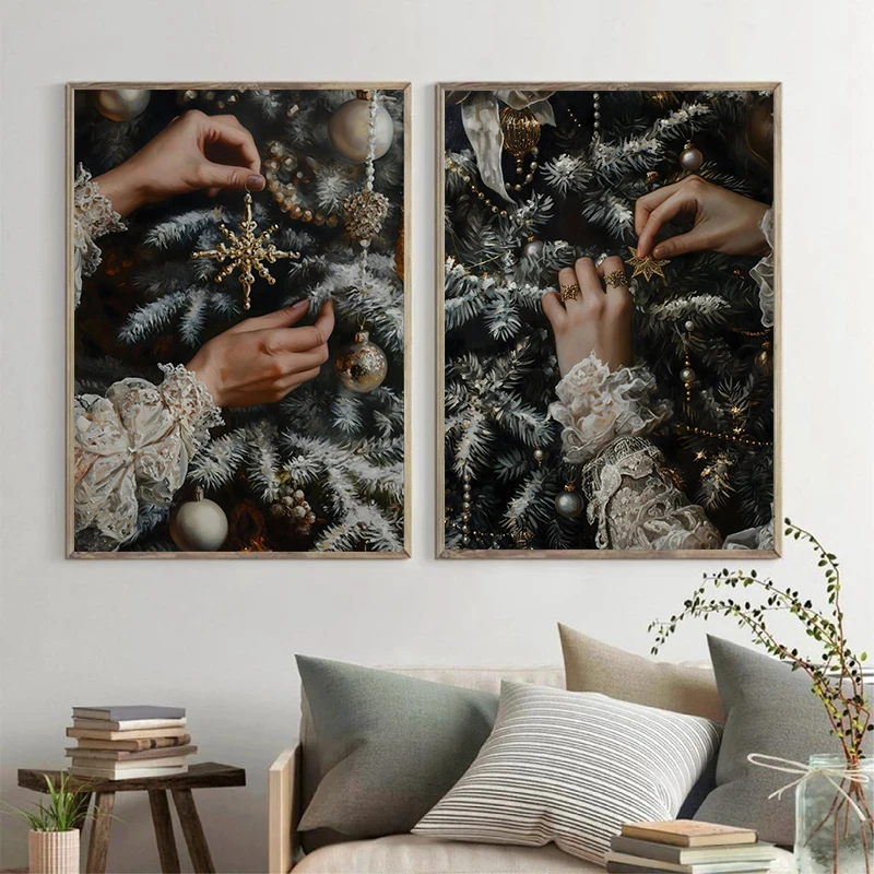 Victorian Art Woman Holding Daggers Swords Black Rose Disco Ball Retro Poster Canvas Paintings Wall Art Pictures Home Decor - view 3
