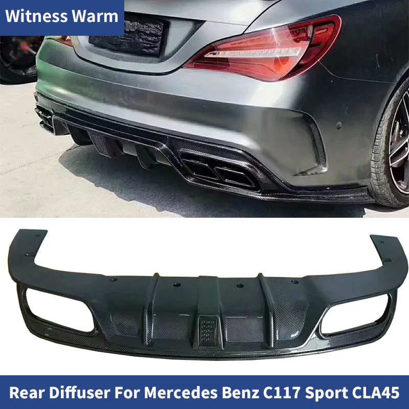 Carbon Fiber Rear Bumper Lip Diffuser with Led Light for Benz Cla Class W117 Cla180 Cla200 Cla250 Cla260 Cla45 2014 - 2019