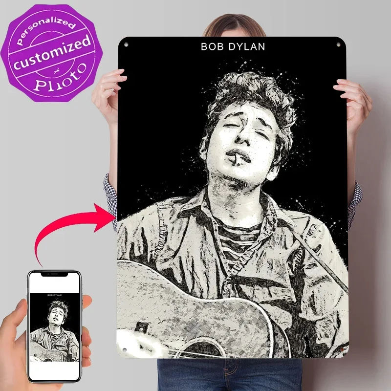 Musician Bob Dylan 3D Texture Printed Poster Custom Vintage Metal Tin Plate Sign for Wall Art Gaming Room Decoration Cozy House