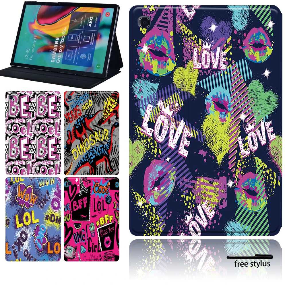 Tablet Case for Samsung Galaxy Tab A8 10.5/Tab A 9.7 10.1 10.5/Tab S5e 10.5/Tab S6 Lite 10.4 Graffiti Pattern Stand Cover Shell