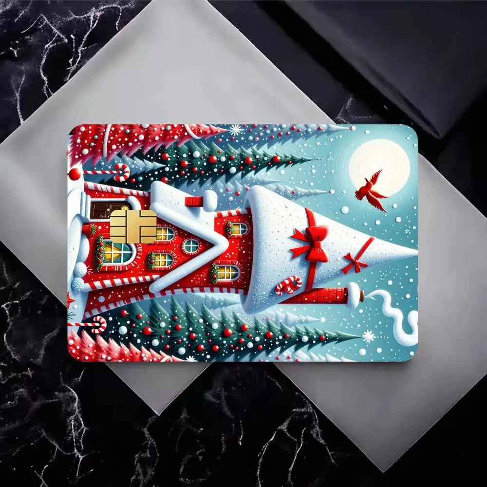 Cartoon Christmas High‑Res Game Chip Decals Credit Card Mini Waterproof Vinyl Ornament Useful Gift