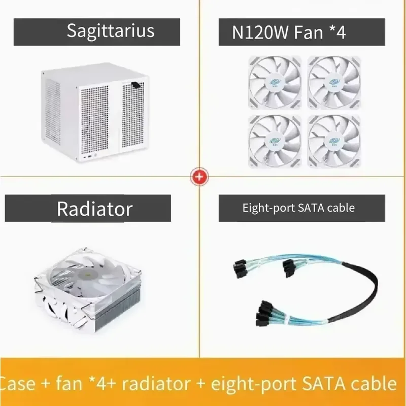 Sagittarius 8-bay NAS Chassis with Backboard, ATX Power Supply, MATX Full Height PCIe