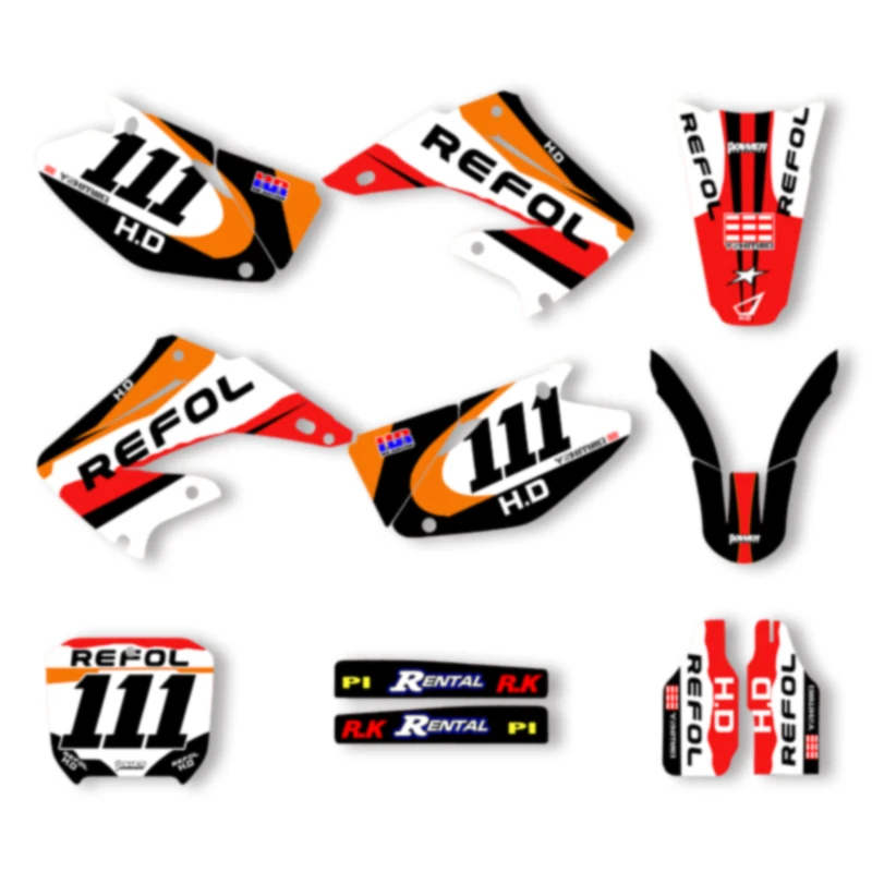 

DSMTECH Motorcycle Graphics Background Decal Stickers Kits for Honda 2002 2003 2004 2005-2012CR 125 250 009