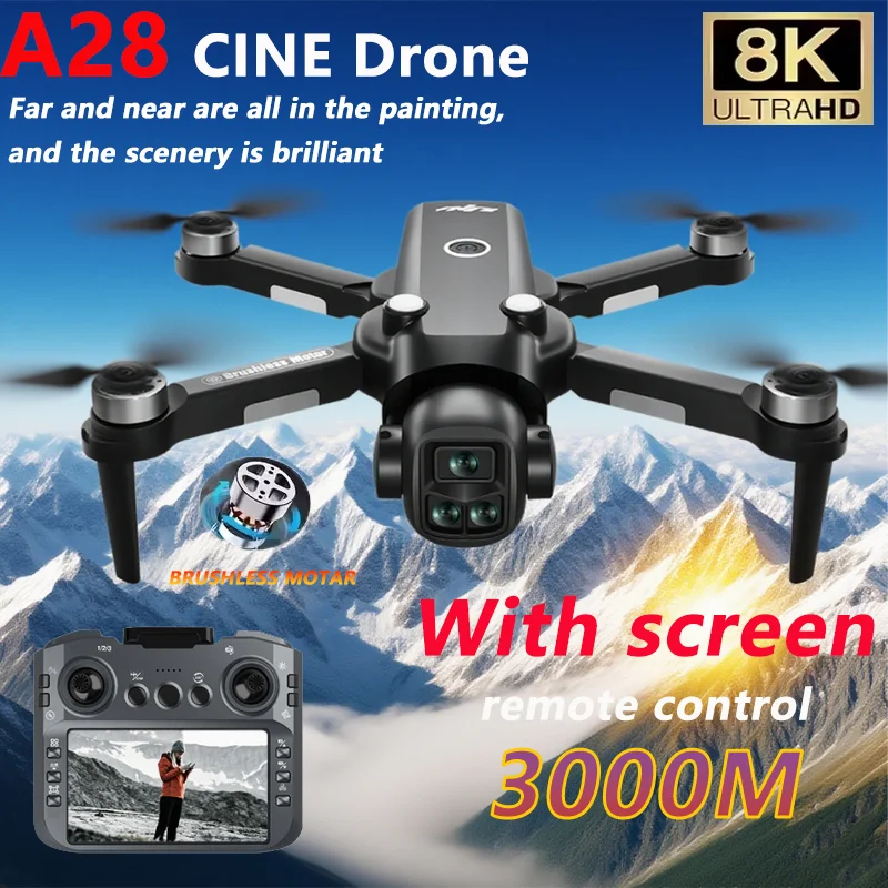 

Новый A28 RC Дрон 8K Профессиональная HD камера Самолет Видео БПЛА с экраном Пульт дистанционного управления Квадрокоптер Дрон Игрушка для детей Подарок для взрослых