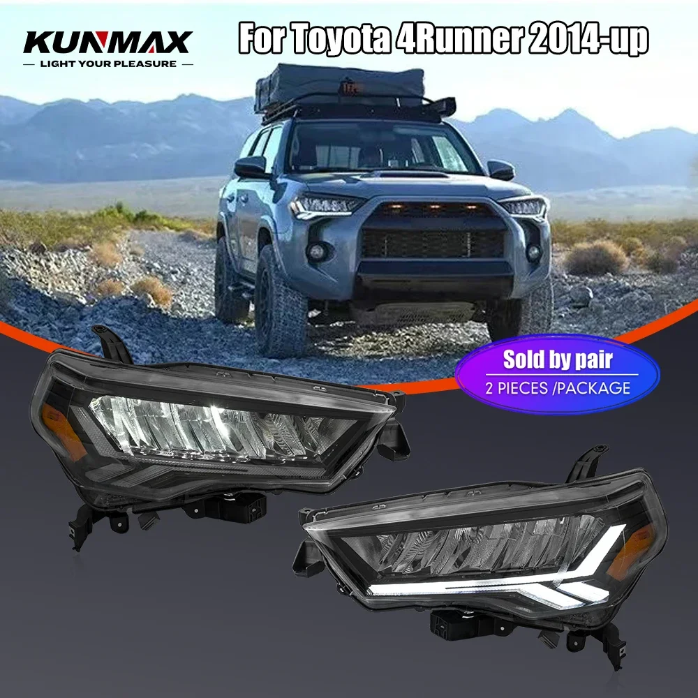 

Пара светодиодных автомобильных фар в сборе для Toyota 4 Runner 2014 года, передняя фара DRL, указатель поворота, фары Plug and Play