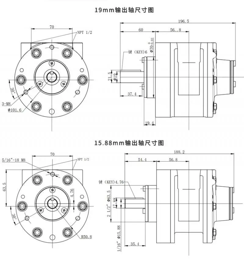 XS-6AM Blade Type Pneumatic Motor High Speed Strong Power Explosion-Proof Positive and Negative Speed Reducer