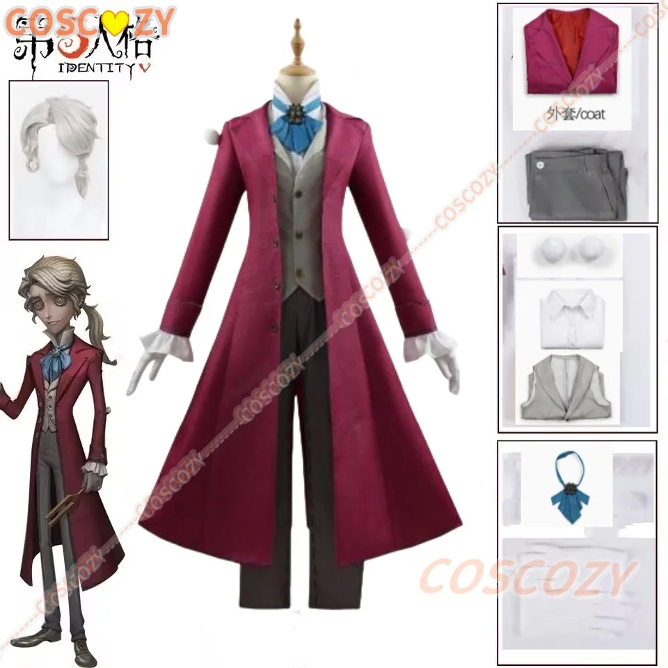 Identity V Anime Game Frederick Kreiburg Cosplay Costume Composer Wig Tailcoat Uniform Coat Adult Man Halloween Carnival Suits