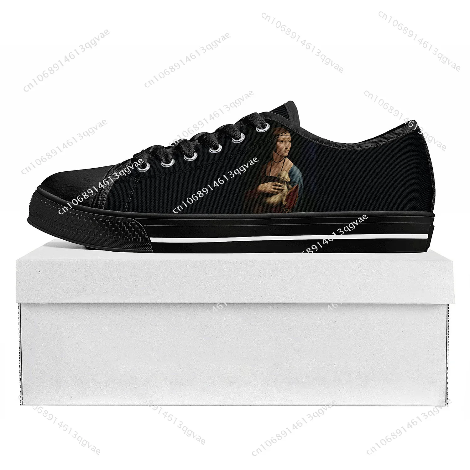 Lady with an Ermine Low Top Sneakers Womens Mens Teenager High Quality Sneaker Canvas Custom Made Shoes Customize Shoe Black