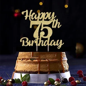 1 Stück 75. Geburtstagstorten-Topper für „Happy Birthday“, Geburtstagstorten-Topper, Tortendekoration – Detail 6