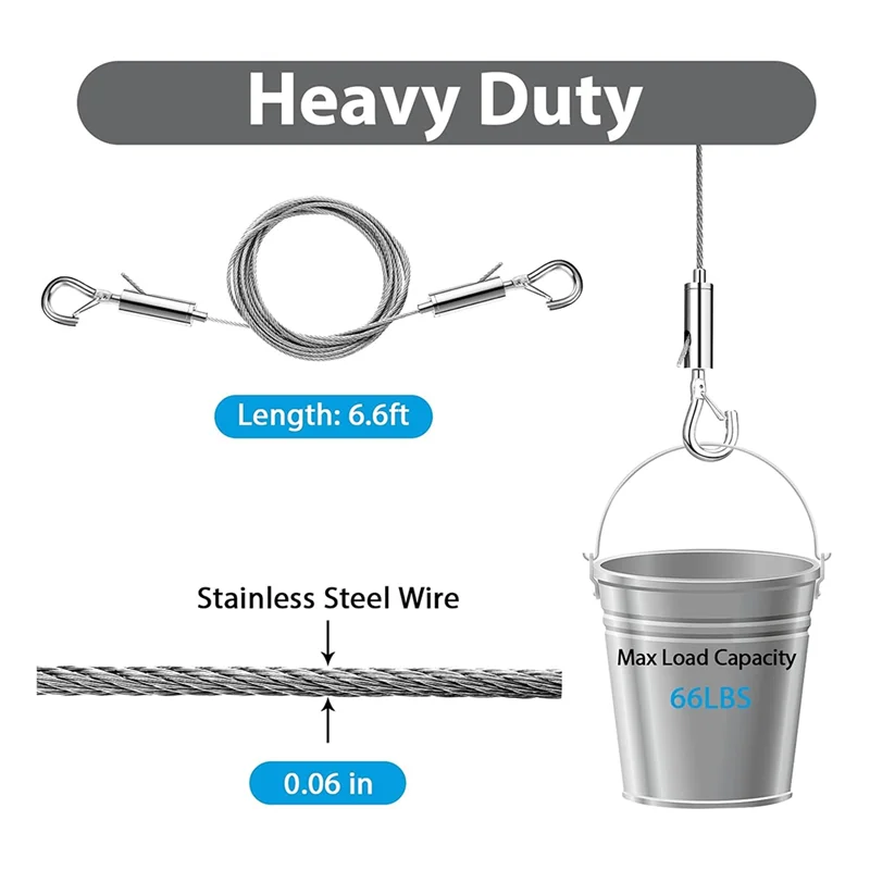 

B28C-8PCS Регулируемый комплект проводов для подвешивания картин, комплект проводов для подвешивания рамы и зеркала, сверхпрочная проволока из нержавеющей стали 6,6 футов