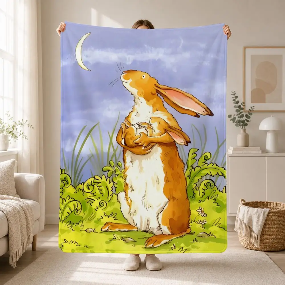 Sweet Romantic Children's Book Guess How Much I Love You Throw Soft Plush Flannel Throw Blanket Sofa Bed Travel Home Decor