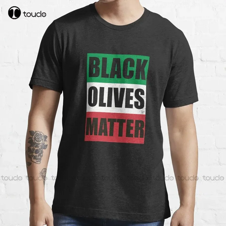 Funny Italian Food Black Olives Matter Italy Flag Trending T-Shirt Custom Aldult Teen Unisex Digital Printing Tee Shirts Xs-5Xl