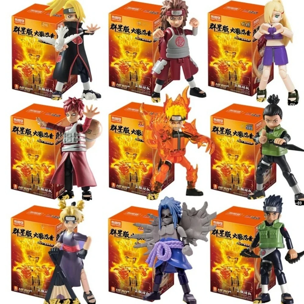 BLOKEES Original NARUTO ‌Nine-Tails Chakra Mode Sasuke Gaara Kurama Shikamaru Blind Box Assembled Action Figures Model Toys Gift