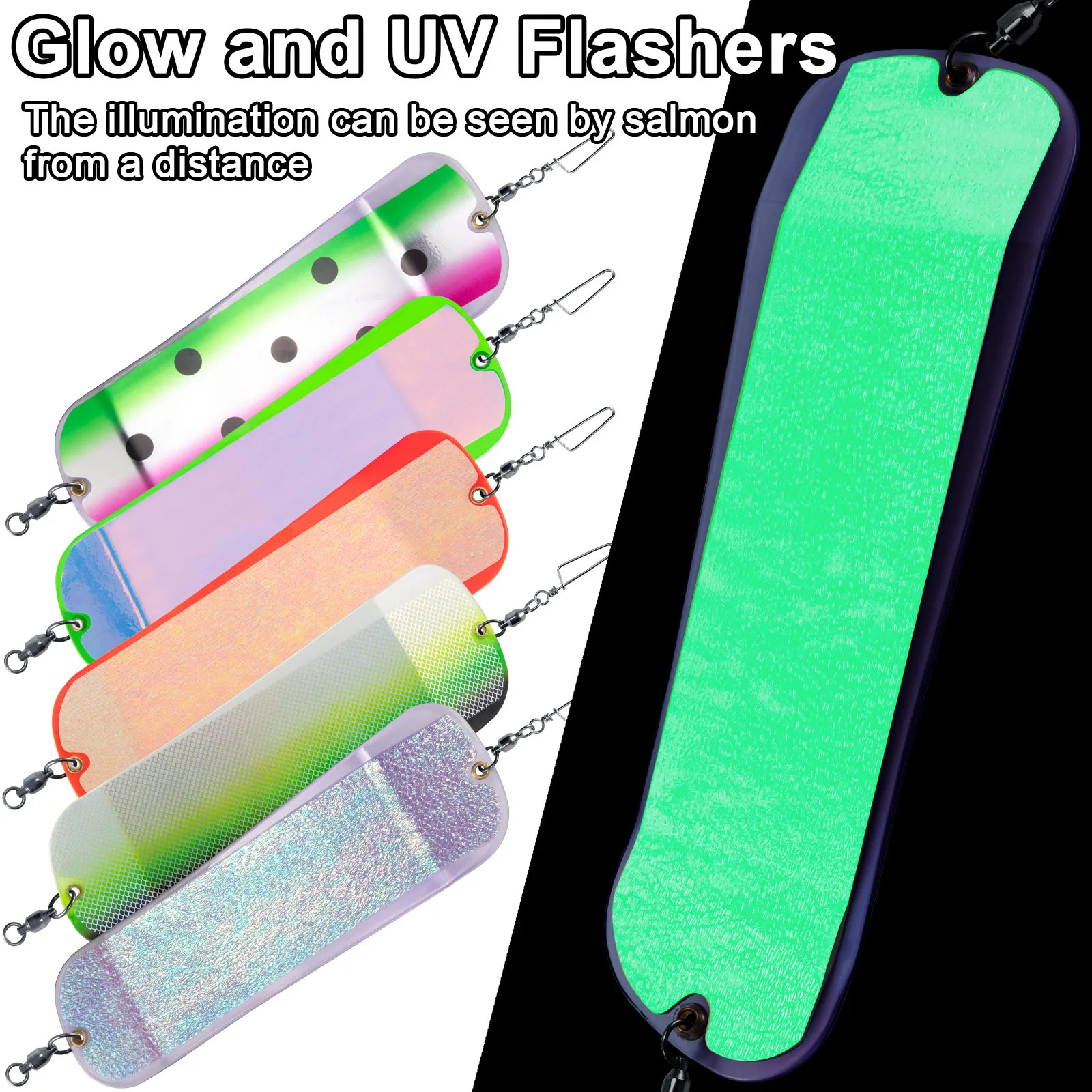 Fishing Flasher Diving Board for Salmon Trolling Rig Fishing Diver Deep Sea Fishing Lure 28cm ABS Plastic UV Reflective Sticker